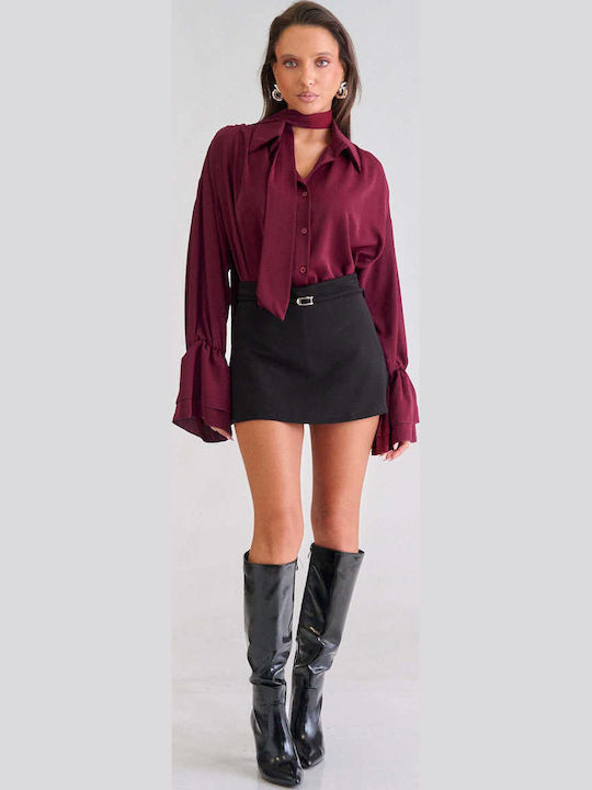 Decoro Cămașă De Damă Cu Mâneci Lungi Burgundy