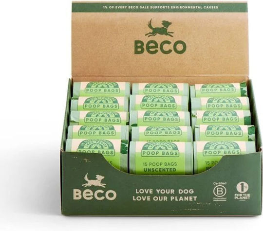 Beco Saci Ecologici Pentru Îndepărtarea Excrementelor De Câine Fără Parfum 1 Rolă 15 Unități