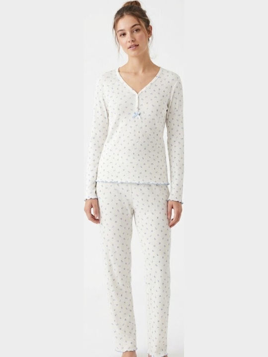Soccus Set De Pijamale Dama De Iarnă Din Bumbac Alb
