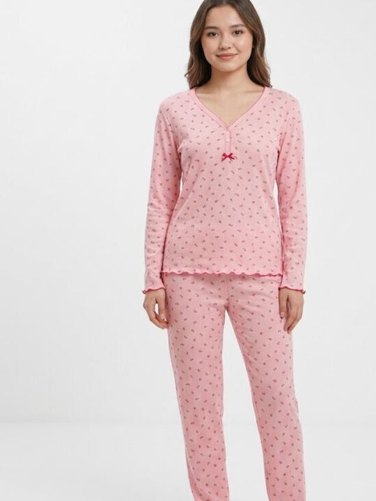 Soccus Set Pijamale Dama De Iarnă Bumbac Roz
