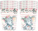 Set 10 Glasses Flippy Elephant Print Cardboard 7.5 X 8.5 Cm Pink