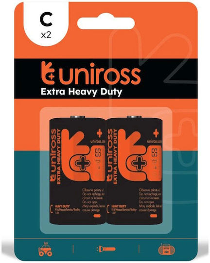 Uniross Цинкови Батерии C 1.5V 2 Броя