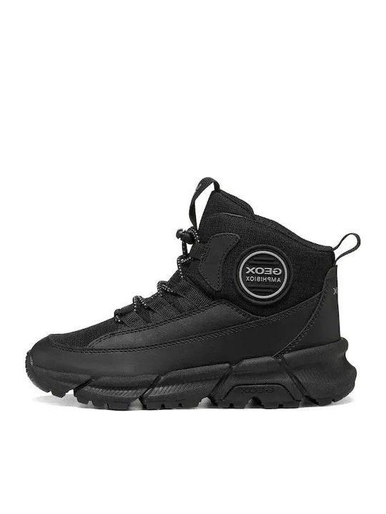 Flexyper Plus Abx Leder Kinderstiefel mit Schnürsenkeln Schwarz