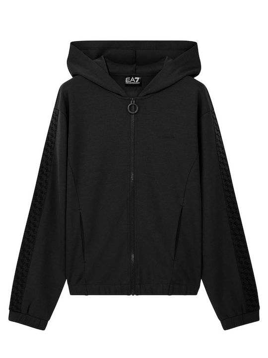 Women's Hooded Sweatshirt Cardigan Black