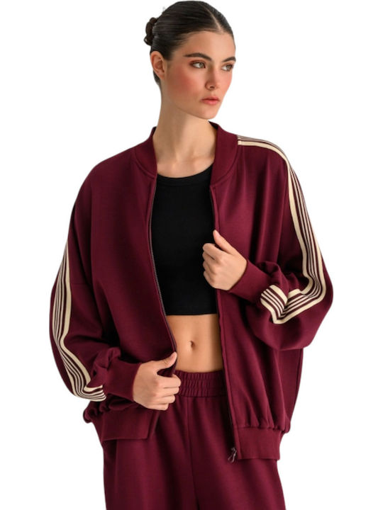 Damen Sweatshirt Burgundische Lange Strickjacke