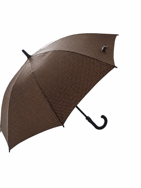 Rain Winddichter Automatischer Regenschirm mit Gehstock Braun