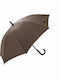 Rain Winddichter Automatischer Regenschirm mit Gehstock Braun