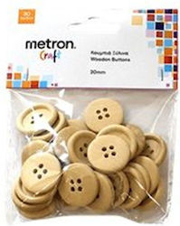 Metron Craft Дървени Бутони За Ръкоделие Натурален 2см 30 Бр