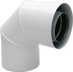 SpiroFlex Kaminrohr Ecke Turbo 90° Doppelwandig 80 125-60 100 Reduzierung Weiß