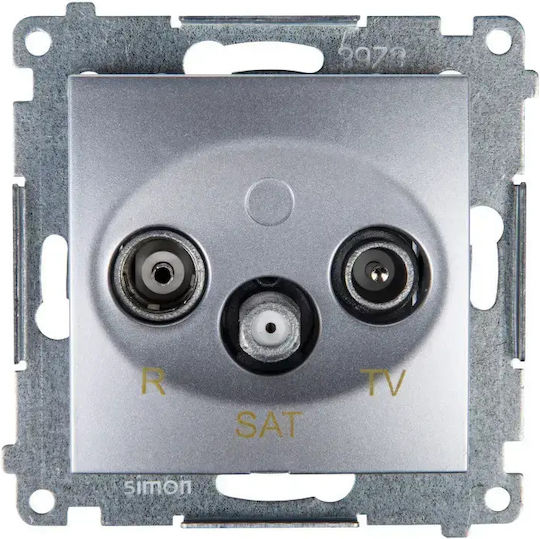 Kontakt-Simon TV-Antennensteckdose für Fernseher Satellit und Radio Antenne in Silber Farbe DASP.01/43