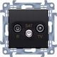 Kontakt-Simon TV-Antennensteckdose Terminal in Schwarz Farbe CASK.01/49