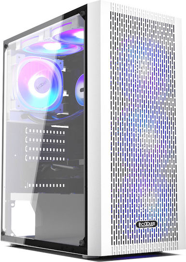 PCCOOLER MA100 Gaming Midi Tower Carcasă PC cu Iluminare ARGB Albă