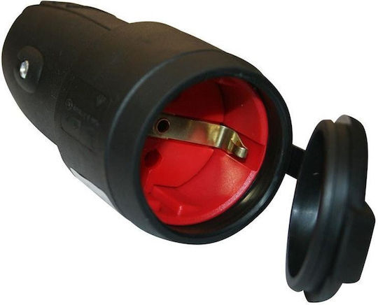 Wasserdichtes Schuko Stecker Weiblich mit Kappe Schwarze