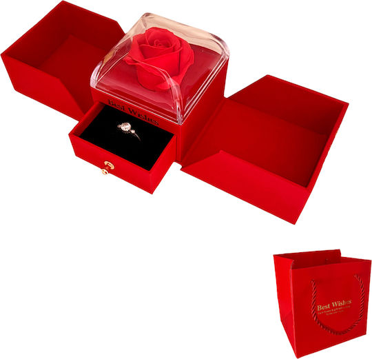 Кутия за Подарък Роза & Чекмедже за Пръстен 8×7.5×8cm