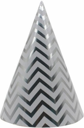 Set 6 Pălării De Petrecere Flippy Pentru Copii Carton 20 X 13.5 Cm Model 8 Valuri Argintii
