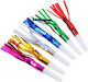 Set 6 Fluierături de petrecere cu ciucuri Flippy Plastic Multicolor