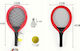 Teka Beach Racket Set Red with Straight Black Handle and Ball