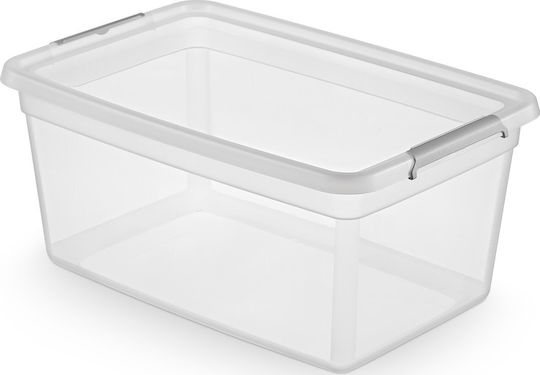 Plastic Storage Box with Wheels and Lid Transparent 58x39x25cm