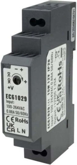 Eco Light Τροφοδοτικό Ράγας με Έξοδο 12V και Ισχύ 15W
