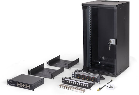 Digitus Digitus Монтирана На Стена Рак Стойка 12U 31.5x30x30см Черен DN-49105-SET