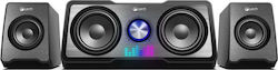 C-TECH SPK-16BK Компютърни говорители 2.1 с RGB осветление и Bluetooth с мощност 16W Черни