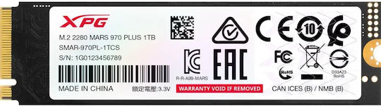 Adata Mars 970 Plus SSD 1TB de tip M.2 cu conexiune PCI Express 5.0 (Compatibil cu PS5) SMAR-970PL-1TCS