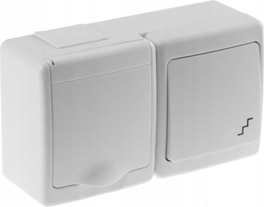 PAWBOL Waterproof Recessed Wall Switch One-Way with Frame White
