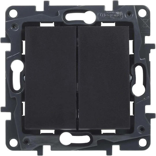 Legrand Niloe Step Recessed Wall Switch Double Without Frame Aller Retour Black