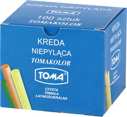 Toma Χρωματιστή Σχολική Κιμωλία 100 Τεμάχια