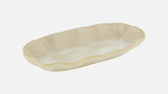 Playground Playground Servierplatte Oval aus Beige Porzellan 24x12cm