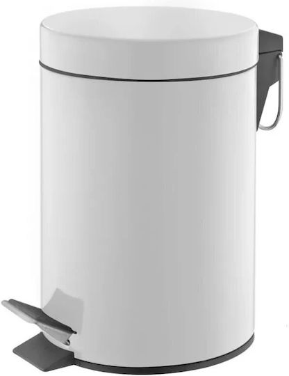 Metallic Bathroom Bin 12lt White