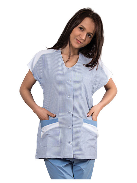 Frauen Arbeitshemd mit reflektierenden Bändern Blau Rüsch Zebra Blue 90504002 Beunique