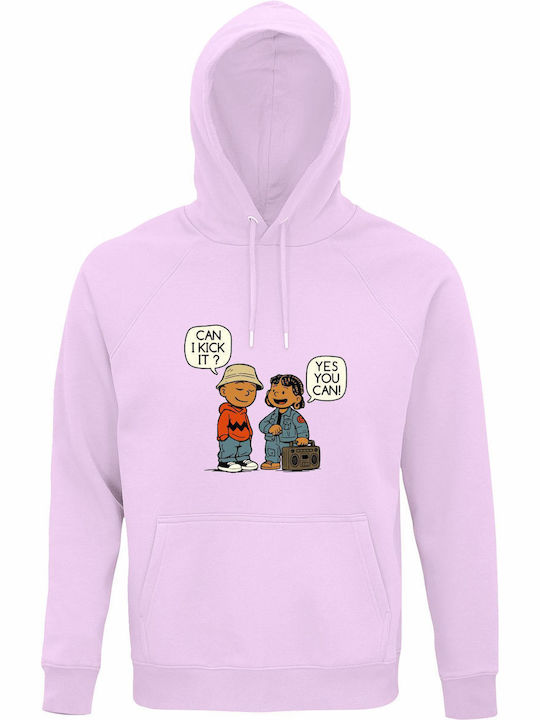 Hanorac Cu Glugă Bumbac Organic Unisex Can I Kick It Yes You Can Hip Hop Breakdance Kids Roz Crem