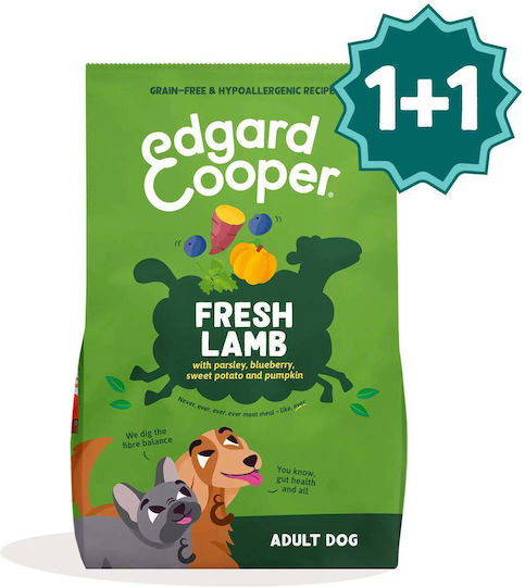 Edgard Cooper 2x1kg Ξηρά Τροφή Σκύλων χωρίς Σιτηρά με Αρνί, Κρέας και Λαχανικά