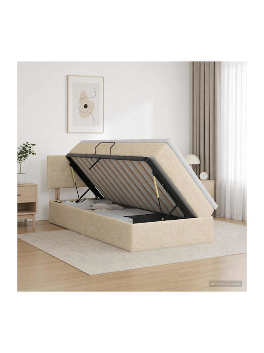 Wandbett Einzel mit Stoff Beige mit Lattenrost ...