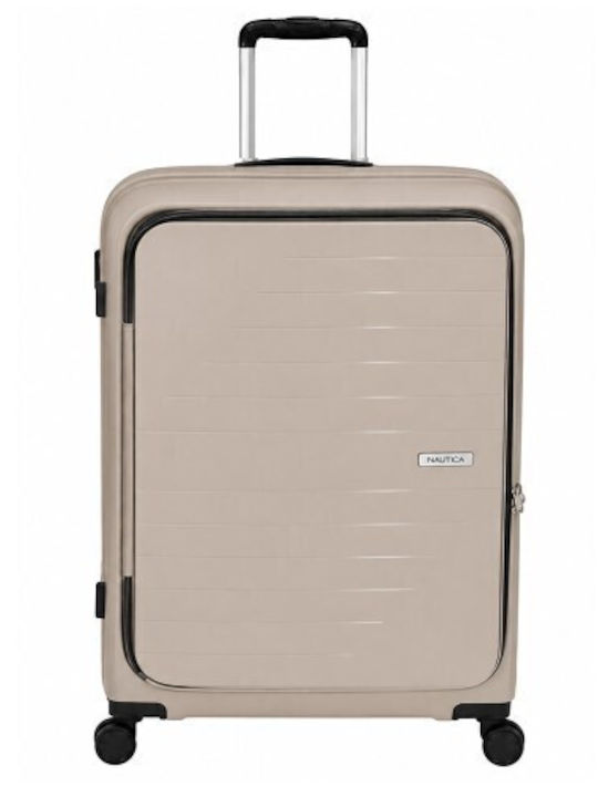 Nautica Valiză De Călătorie Mare, Dură, Bej Cu 4 Roți, Înălțime 75 Cm