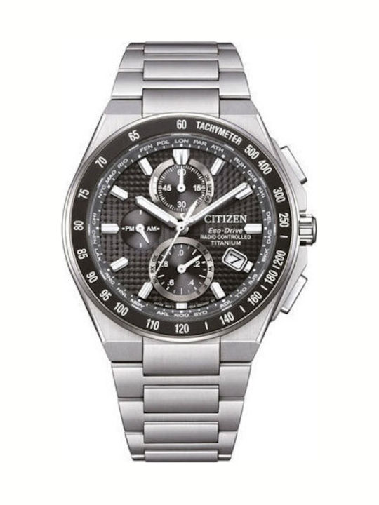 Мъжки Часовник Хронограф Eco - Drive със Сребрист Метален Гривна