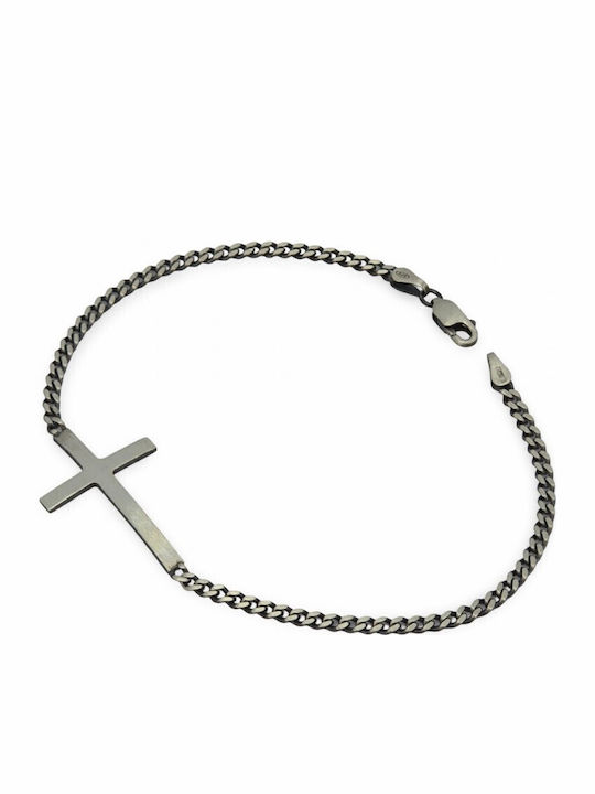 Men's Bracelet with Cross Design Made of Silver 21cm