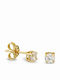 Gold Earrings 14K Zircon Studs Minimal Elegant Design 989k1