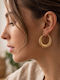 Rhea Croissant Ribbed Hoops Gold Plated Stainless Steel Hoops Golden Large Stainless Steel Hoops Stainless Steel Golden Classic