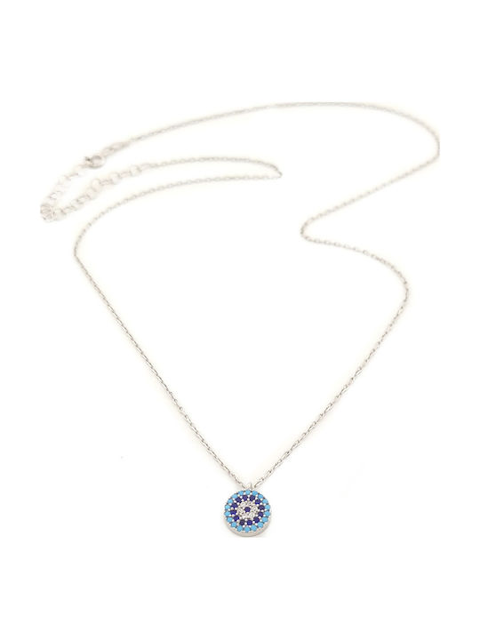 Necklace Eye Made of Silver with Light Blue Zircon