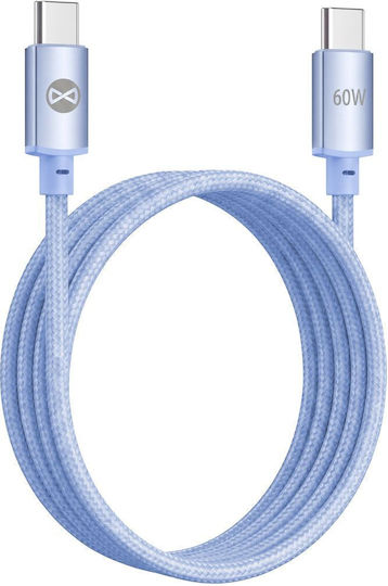 Forever Кабел USB-C мъжки - USB-C 60W Син 1м