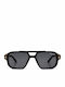 Unisex Sunglasses Black & Natural Wood