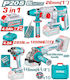 Total TOSLI260191E Set scule cu acumulator Roată unghiulară, Șurubelniță cu impact și Ciocanul 20V cu 2 Acumulatori 4Ah și Husă