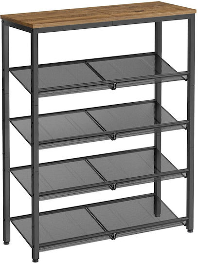 Metal Open Shoe Rack Brown W75 x D30 x H93 cm