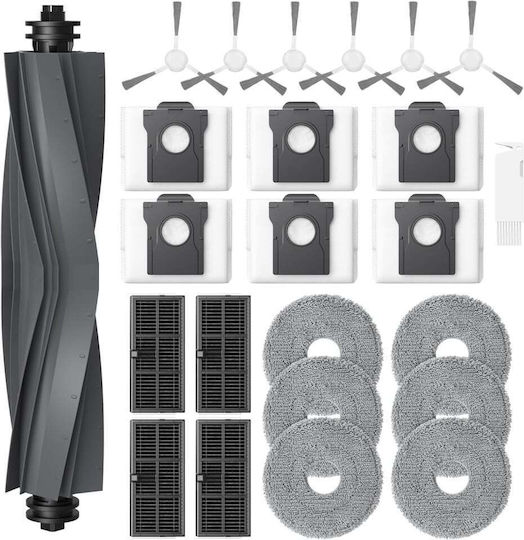 Set de accesorii 24 de piese compatibil cu seria Dreame L10s Ultra Gen 2 L10s Pro Ultra Heat L40 Ultra Ae X30 Ultra Mova E30 Ultra set de consumabile perie principală 6 saci 6 lavete 4 filtre HEPA 6 perii laterale
