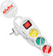Power Strip 3 Sockets with Switch and Cable 1.4m