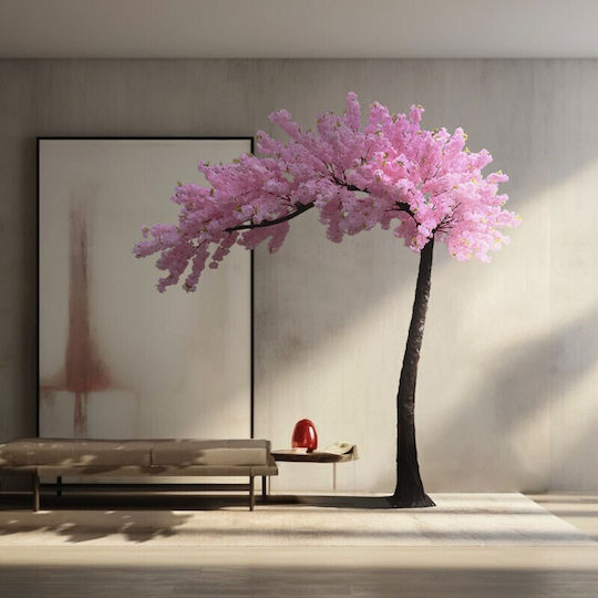 Großer Kirschenbaum aus künstlichen Blumen 320cm Rosa Blüten Braun
