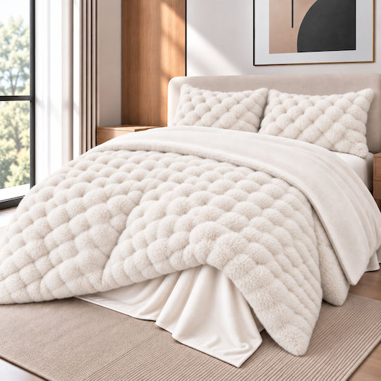 Saray Home Saray Home Bettbezug Set Übergröße 220x240cm Ecru 3 Stück 300 GSM