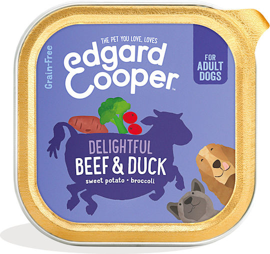 Edgard Cooper Hrana Umedă Pentru Câini Cu Carne De Vită, Rață, Carne, Ficat, Legume, Morcov Și Broccoli Fără Cereale 150gr